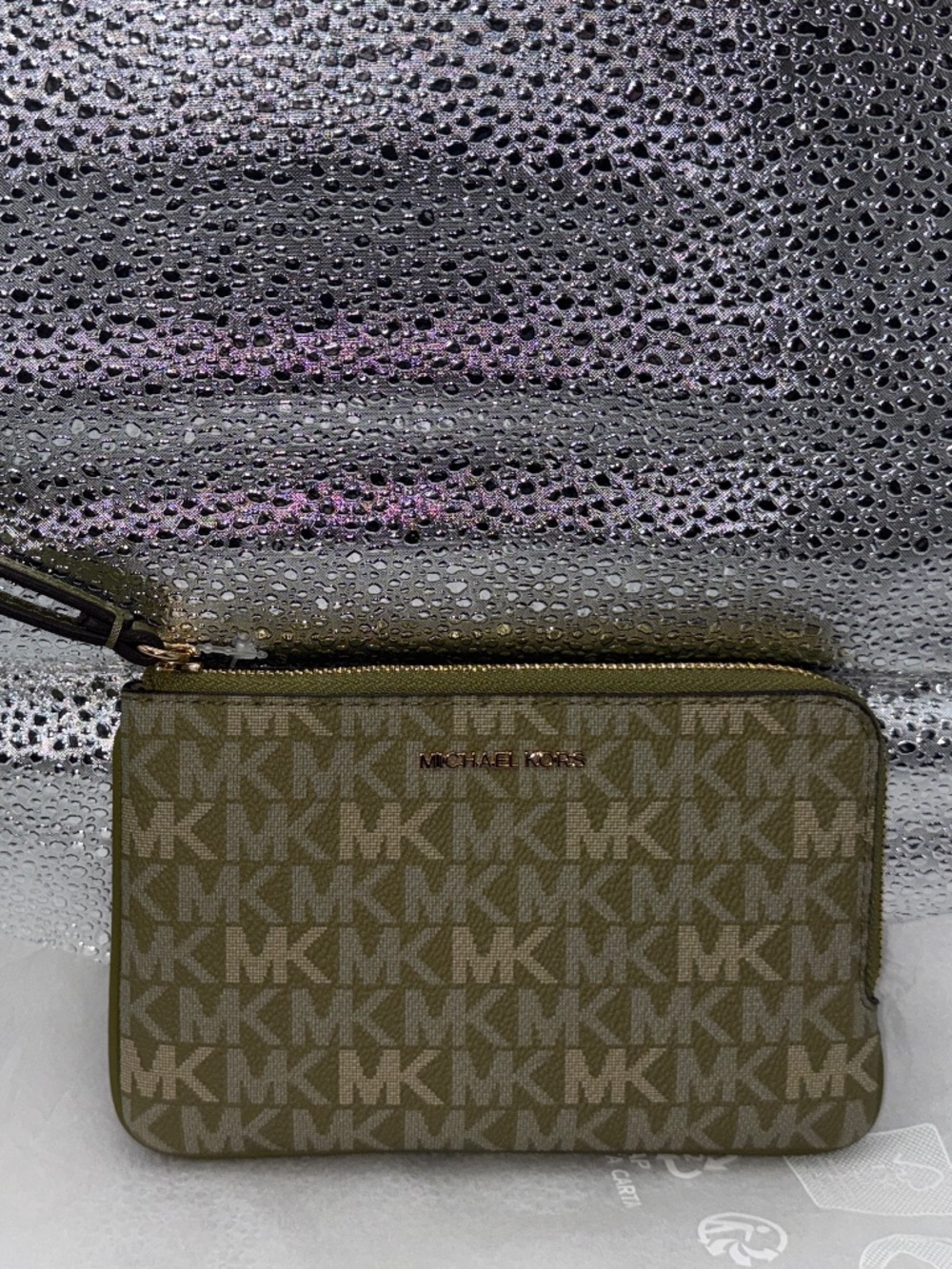Michael Kors Jet Set Travel Small Wristlet Oregano Signature Logo NWT 35F6GTVW1V